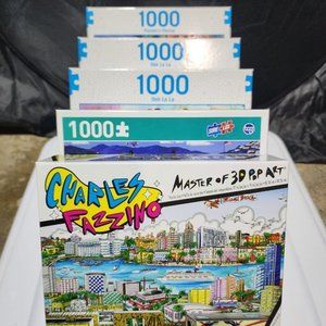 5x 1000 Piece Puzzles Bundle. Sure Lox - Charles Fazzino - Ooh La la - Tokio